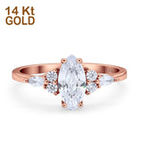 14K Rose Gold Vintage Style Marquise Bridal Simulated CZ Wedding Engagement Ring Size 7