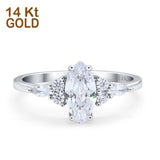 14K White Gold Vintage Style Marquise Bridal Simulated CZ Wedding Engagement Ring Size 7