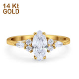 14K Yellow Gold Vintage Style Marquise Bridal Simulated CZ Wedding Engagement Ring