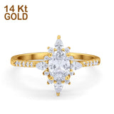 14K Yellow Gold Vintage Halo Oval Simulated CZ Wedding Engagement Ring Size 7