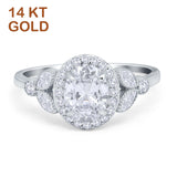 14K White Gold Oval Art Deco Engagement Ring Simulated Cubic Zirconia Wholesale