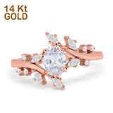 14K Rose Gold Oval Bridal Simulated CZ Wedding Engagement Ring Size 7