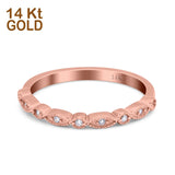 14K Rose Gold Half Eternity Round Ring Wedding Engagement Band Simulated CZ Size 7