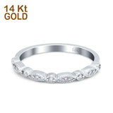 14K White Gold Half Eternity Round Ring Wedding Engagement Band Simulated CZ Size 7