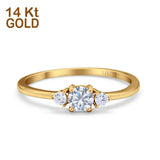 14K Yellow Gold Art Deco Three Stone Round Bridal Simulated CZ Wedding Engagement Ring Size 7