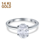 14K White Gold Cathedral Oval Bridal Simulated CZ Wedding Engagement Ring Size 7