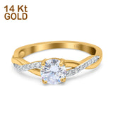 14K Two Tone Gold Round Infinity Twist Art Deco Bridal Simulated CZ Wedding Engagement Ring Size 7