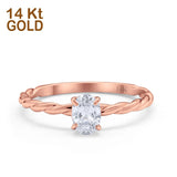 14K Rose Gold Solitaire Twisted Oval Simulated CZ Wedding Engagement Ring