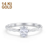 14K White Gold Solitaire Twisted Oval Simulated CZ Wedding Engagement Ring Size 7