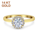 14K Yellow Gold Art Deco Halo Round Cubic Zirconia Engagement Ring Wholesale