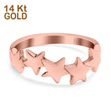 14K Rose Gold Stars Sideways Band Solid Wedding Engagement Ring Size 7