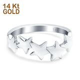 14K White Gold Stars Sideways Band Solid Wedding Engagement Ring