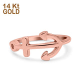14K Rose Gold Anchor Band Solid Wedding Engagement Thumb Ring Size 7
