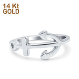 14K White Gold Anchor Band Solid Wedding Engagement Thumb Ring Size 7