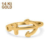 14K Yellow Gold Anchor Band Solid Wedding Engagement Thumb Ring