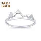 14K White Gold Mountain Band Wedding Engagement Ring