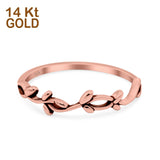 14K Rose Gold Vines Band Solid Half Eternity Wedding Engagement Ring Size 7