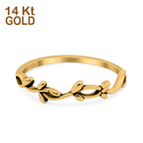 14K Yellow Gold Vines Band Solid Half Eternity Wedding Engagement Ring Size 7