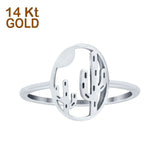 14K White Gold Cactus Plain Band Solid Wedding Engagement Ring Size 7