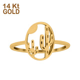 14K Yellow Gold Cactus Plain Band Solid Wedding Engagement Ring Size 7