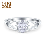 14K White Gold Solitaire Heart Promise Oval Bridal Simulated CZ Wedding Engagement Ring