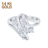 14K White Gold Swirl Fashion Marquise Bridal Simulated CZ Wedding Engagement Ring Size 7