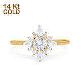 14K Yellow Gold Cluster Round Bridal Simulated CZ Wedding Engagement Ring Size 7