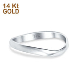 14K White Gold Thumb Curve Band Solid Wedding Engagement Ring Size 7