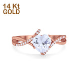14K Rose Gold Twisted Heart Shank Promise Simulated CZ Wedding Engagement Ring Size 5