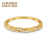 14K Yellow Gold 0.10ct Round 3mm G SI Half Eternity Infinity Twisted Band Diamond Engagement Wedding Ring