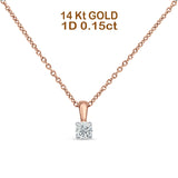 14K Rose Gold 0.15ct Diamond Solitaire Pendant Necklace 18" Long Wholesale