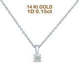 14K White Gold 0.15ct Diamond Solitaire Pendant Necklace 18" Long Wholesale