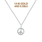 Peace Sign Necklace Diamond Pendant 14K White Gold 0.08ct Wholesale