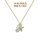 Butterfly Necklace Diamond Pendant 14K Yellow Gold 0.13ct Wholesale