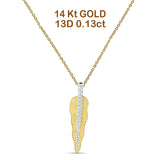 Diamond Pendant Leaf Necklace 14K Yellow Gold 0.13ct Wholesale