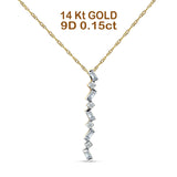 14K Yellow Gold 0.15ct Crystal Drop Diamond Pendant Chain Necklace 18" Long Wholesale