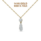 Diamond Teardrop Cluster Necklace 14K Yellow Gold 0.10ct Wholesale