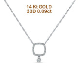 Dangling Diamond Cushion Cut Necklace 14K White Gold 0.09ct Wholesale