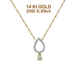 Dangling Diamond Pear Teardrop Necklace 14K Yellow Gold 0.09ct Wholesale