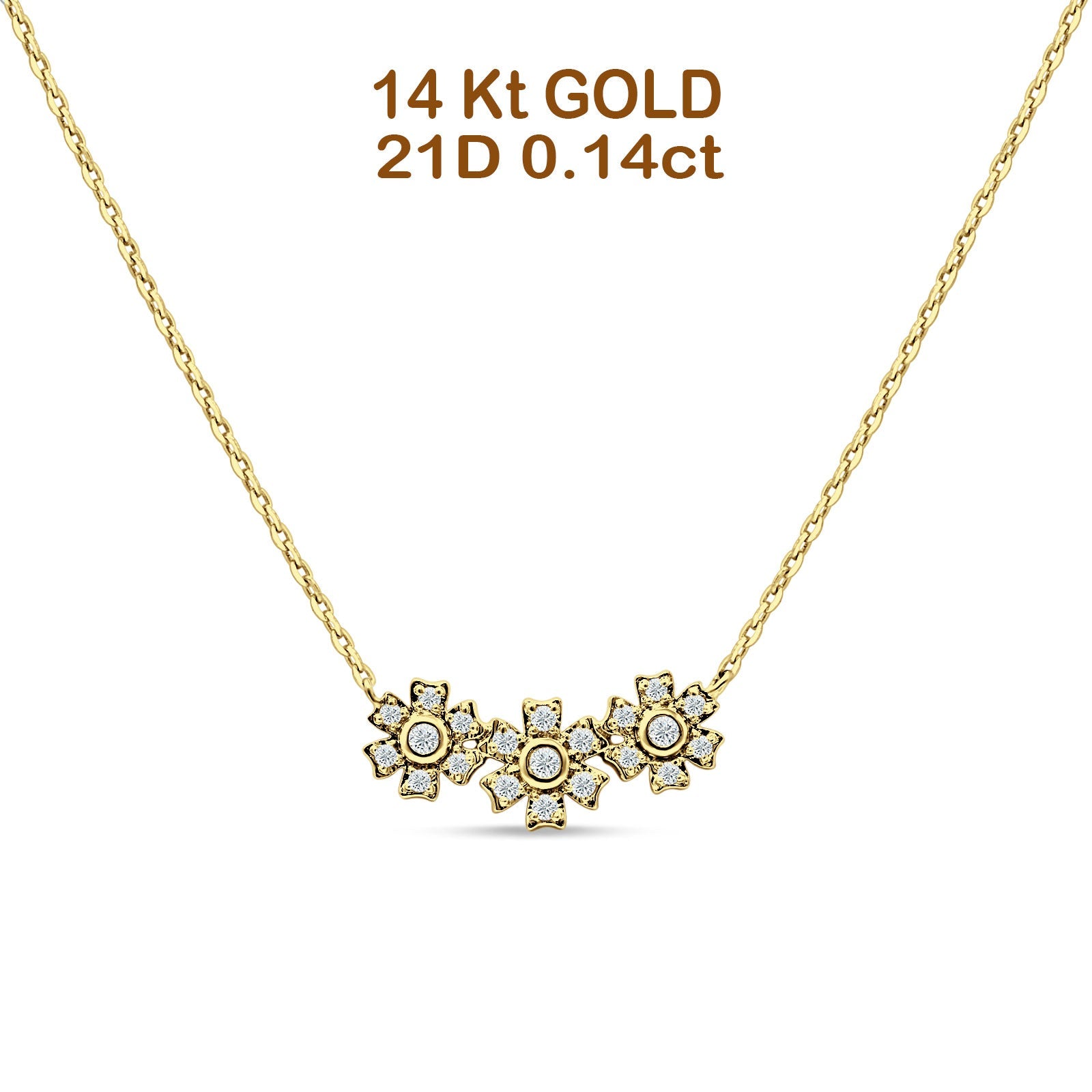 Diamond Pendant Flower Necklace 14K Yellow Gold Wholesale
