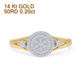 Split Shank Halo Round Natural Diamond Ring 14K Yellow Gold Wholesale
