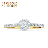 Halo Round Diamond Flower Ring 14K Yellow Gold 0.33ct Wholesale