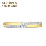 Diamond Solitaire Ring Round Statement 14K Yellow Gold 0.23ct Wholesale