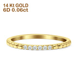 Half Eternity Beaded Diamond Wedding Ball Ring 14K Yellow Gold 0.06ct Wholesale