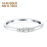 Minimalist Five Round Diamond Stackable Wedding Band 14K White Gold 0.10ct Wholesale