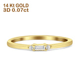Stacking Baguette And Round Diamond Ring 14K Yellow Gold 0.07ct Wholesale