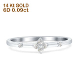 Diamond Round Four Leaf Clover Stackable Ring 14K White Gold 0.09ct Wholesale