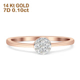 Minimalist Round Cluster Diamond Wedding Ring 14K Rose Gold 0.10ct Wholesale