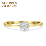 Minimalist Round Cluster Diamond Wedding Ring 14K Yellow Gold 0.10ct Wholesale