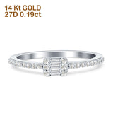 Stackable Petite Baguette & Round Diamond Ring 14K White Gold 0.19ct Wholesale